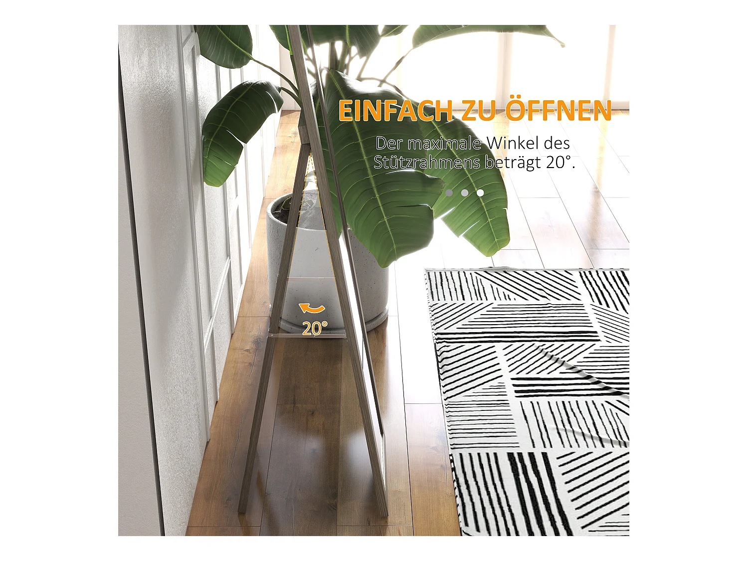 Staande spiegel op ware grootte, MDF-lijst met houtlook, aluminiumgrijs (37x40x155cm)