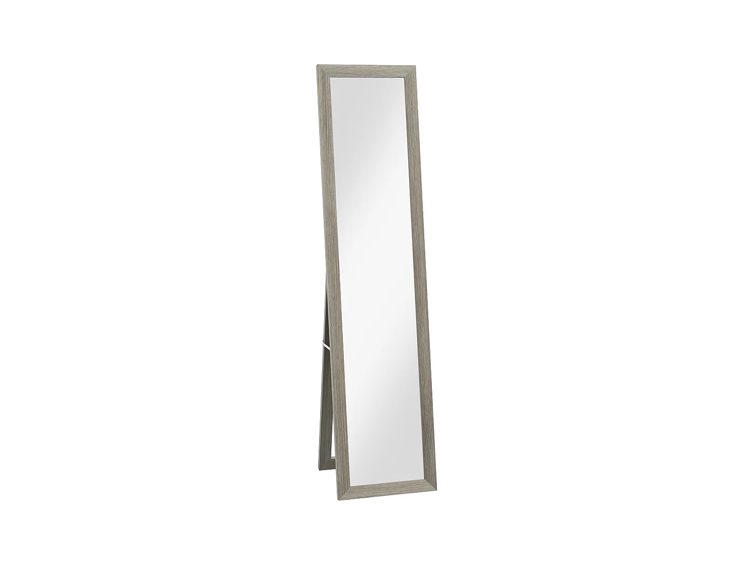 Miroir sur pied pleine longueur, cadre MDF effet bois, gris alu (37x40x155cm)