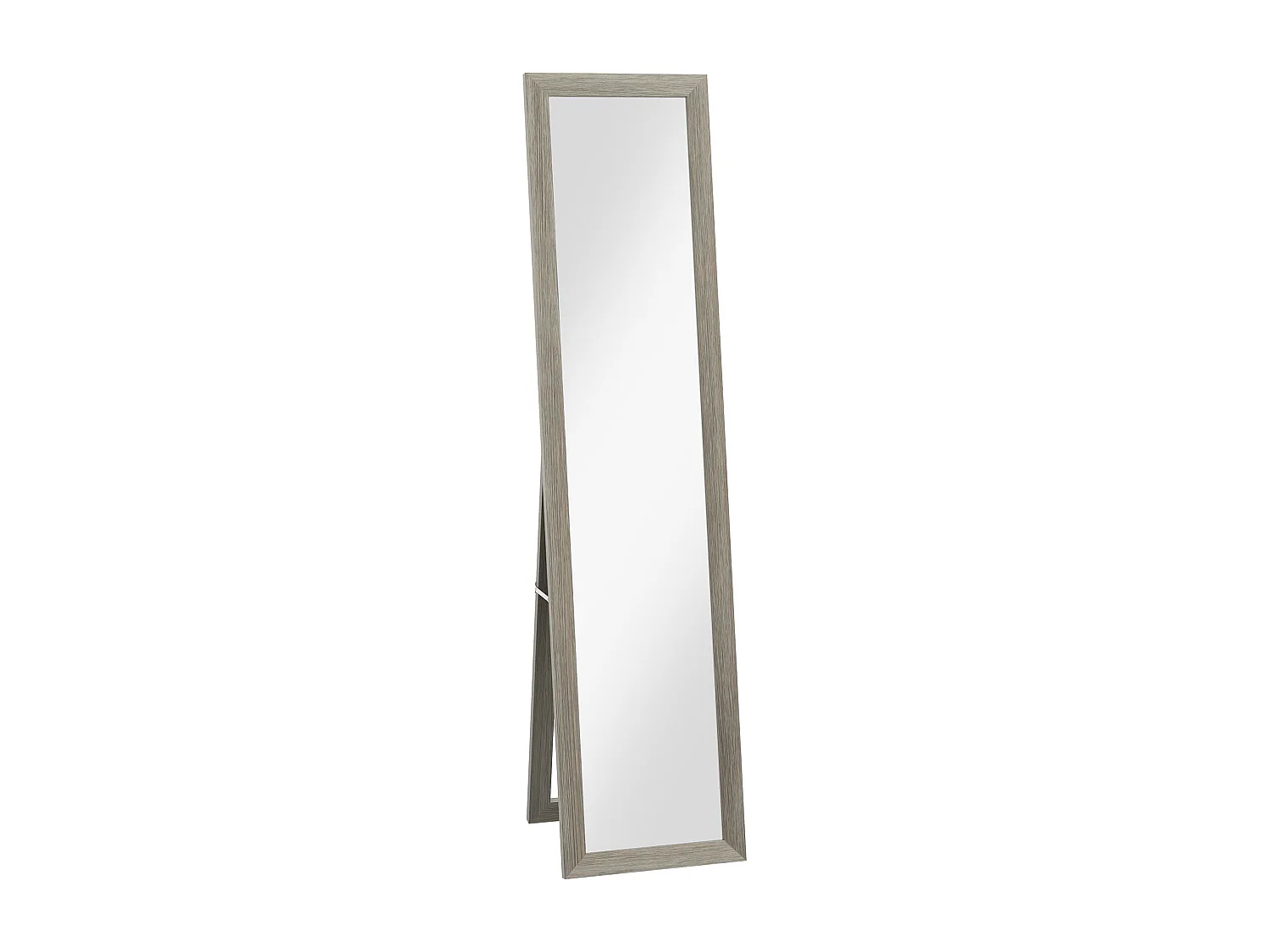 Miroir sur pied pleine longueur, cadre MDF effet bois, gris alu (37x40x155cm)