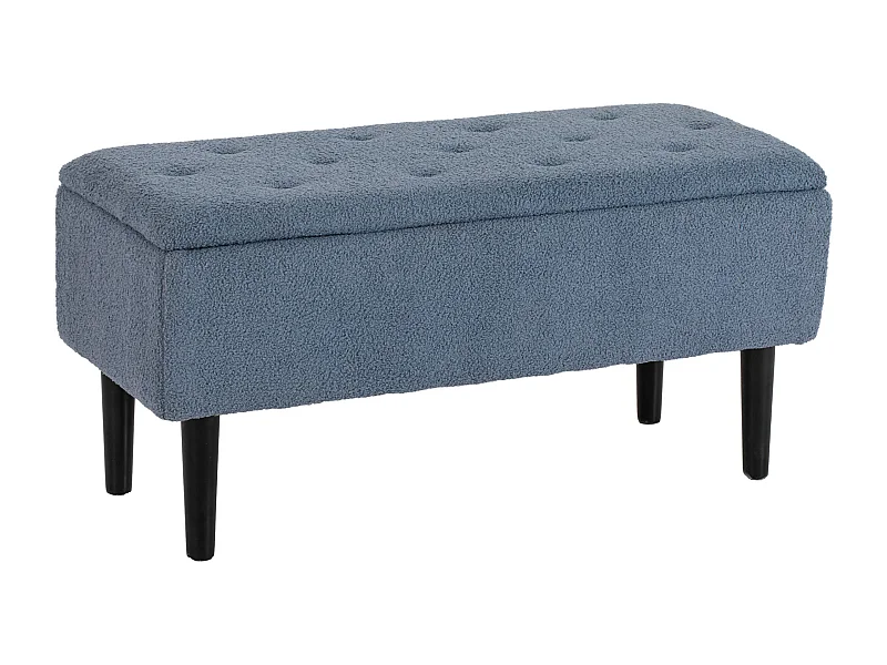Banc de rangement avec couvercle rabattable, tissu, bleu, 95x38x45 cm