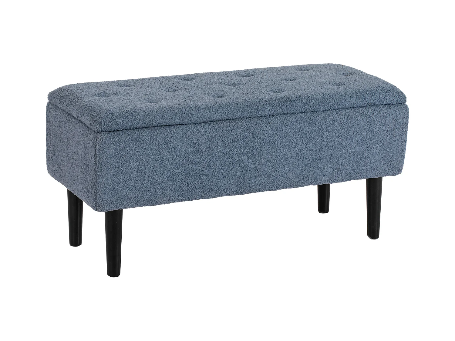 Banc de rangement avec couvercle rabattable, tissu, bleu, 95x38x45 cm