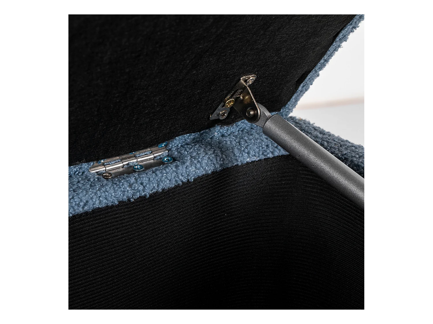 Banc de rangement avec couvercle rabattable, tissu, bleu, 95x38x45 cm