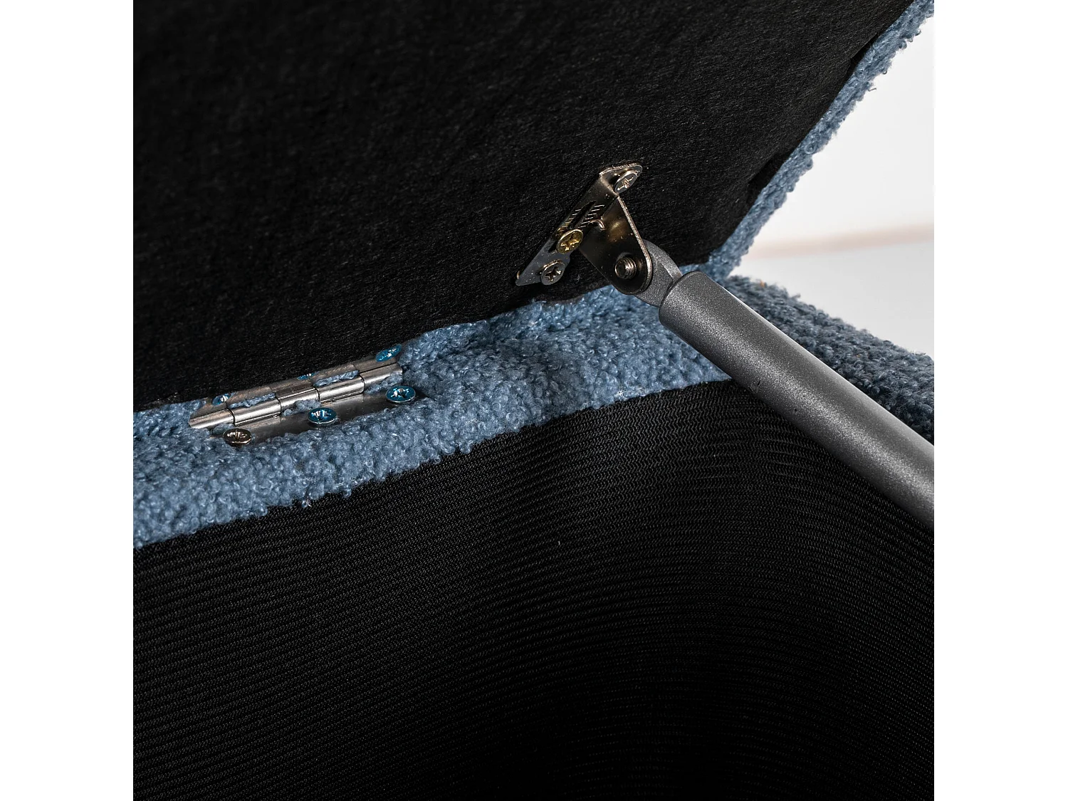 Banc de rangement avec couvercle rabattable, tissu, bleu, 95x38x45 cm