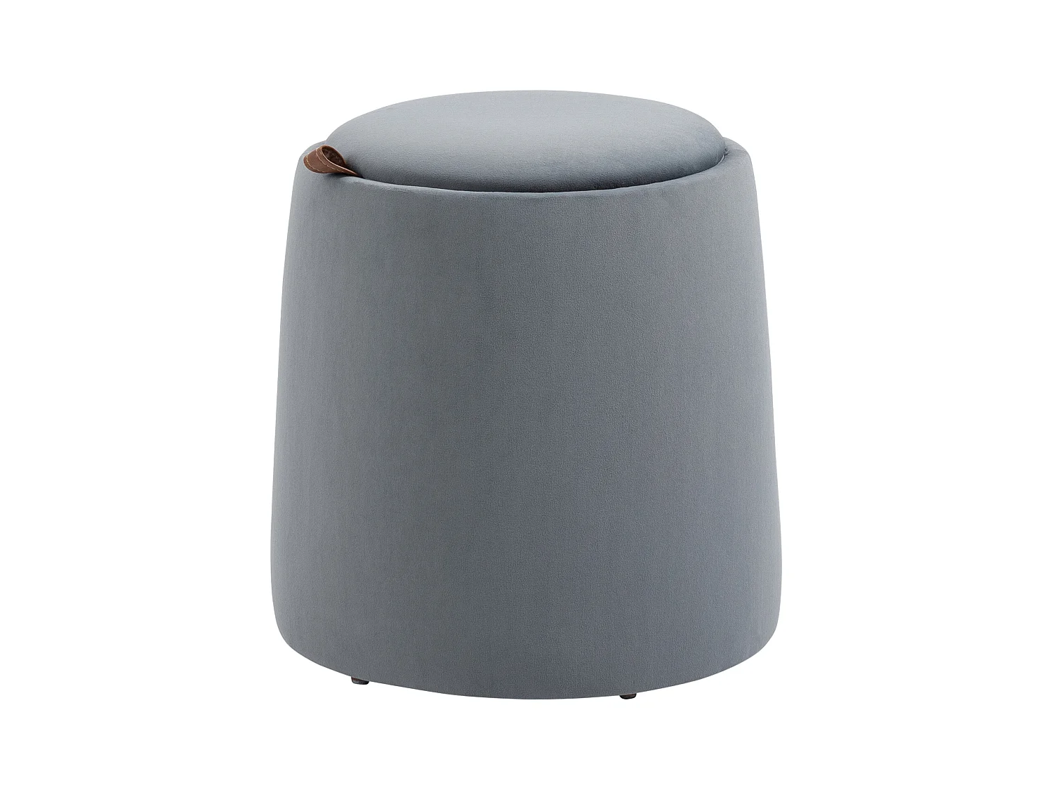 Pouf ottomane 2-en-1 rond avec rangement, tissu velours, gris (44x44x47.5cm)