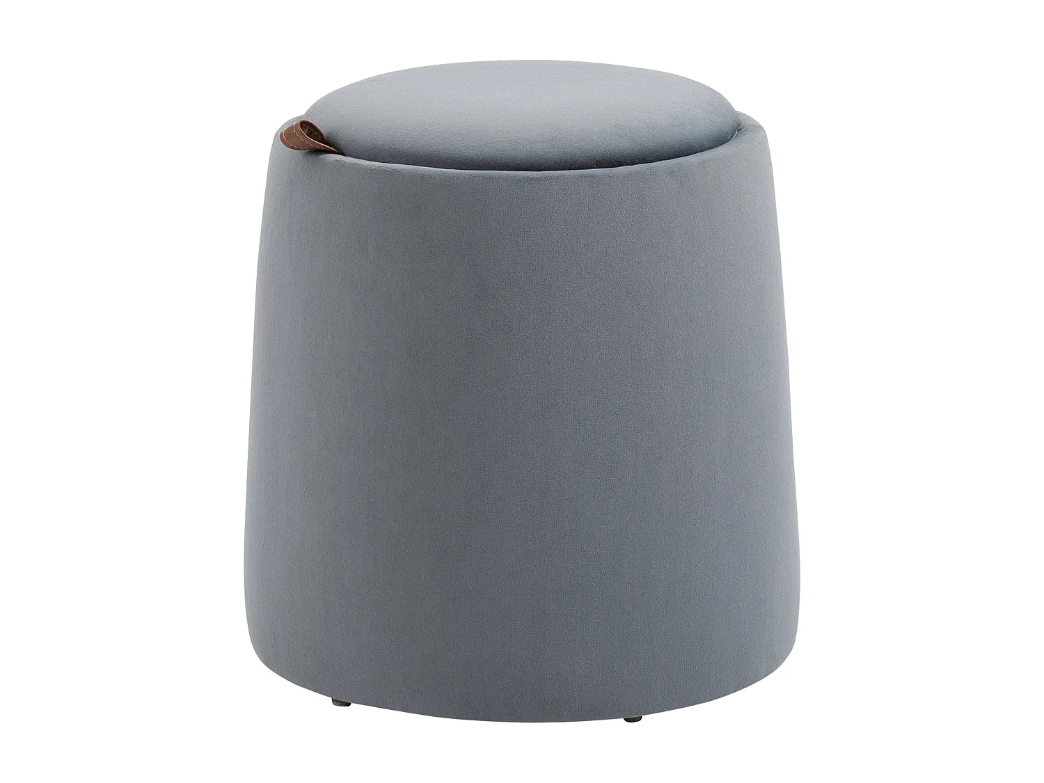 Pouf ottomane 2-en-1 rond avec rangement, tissu velours, gris (44x44x47.5cm)