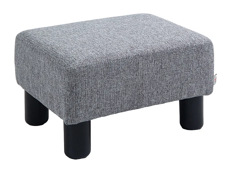 Puff rectangular de lino, resistente y cómodo, color gris (40x30x24cm)