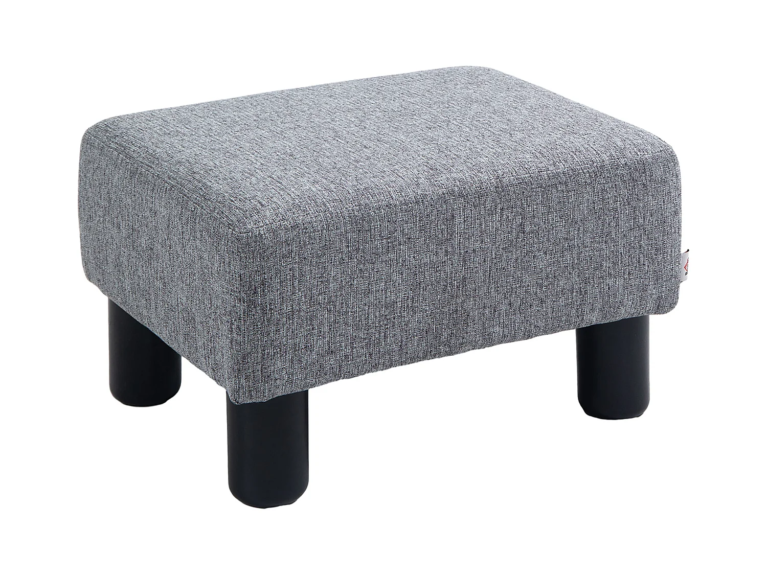 Pouf rectangulaire en lin, robuste et confortable, gris (40x30x24cm)