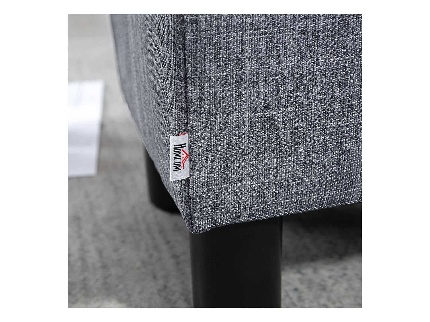 Pouf rectangulaire en lin, robuste et confortable, gris (40x30x24cm)