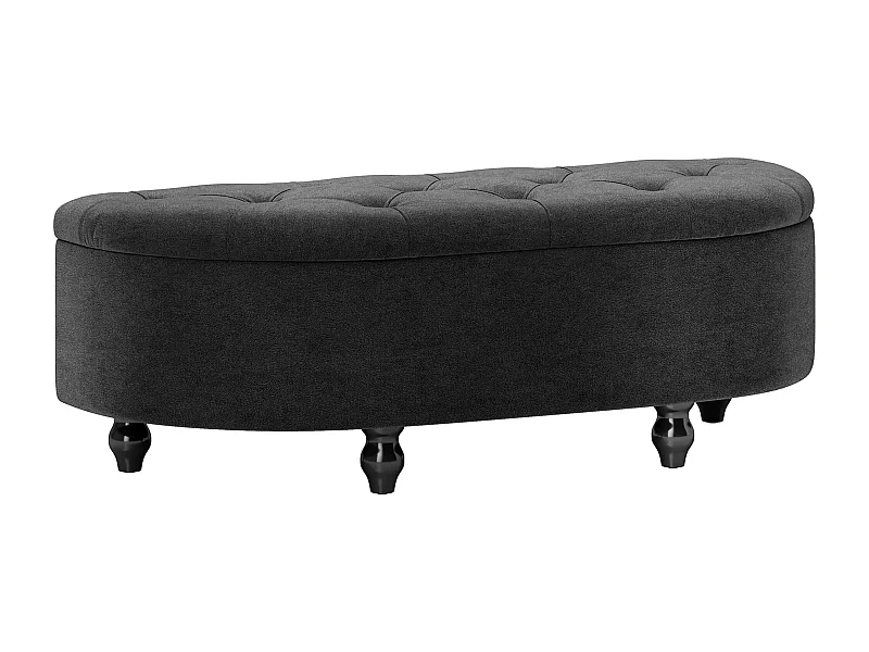 Fluwelen opbergbank, gomhout, donkergrijs, comfortabel en elegant (120x46x42cm)