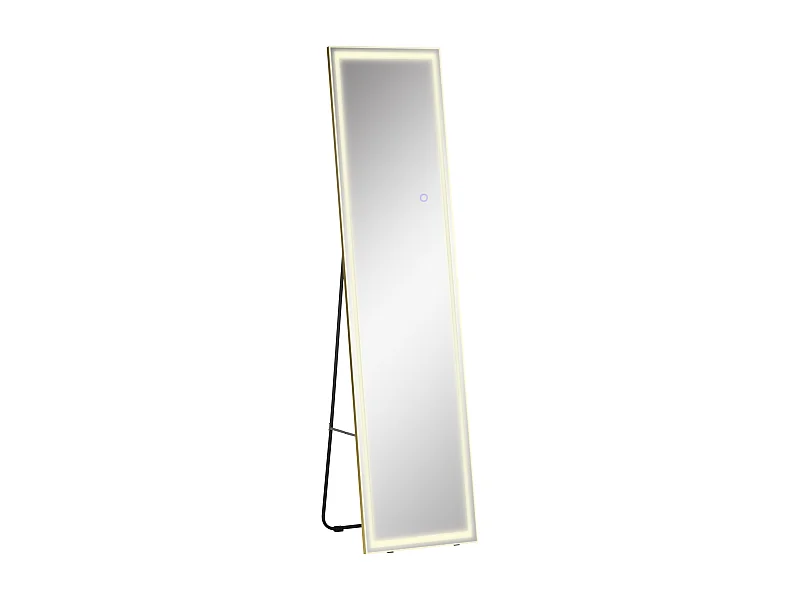 Miroir 2 en 1 mural et sur pied avec LED dimmable, aluminium, argenté (40x37x156.5cm)