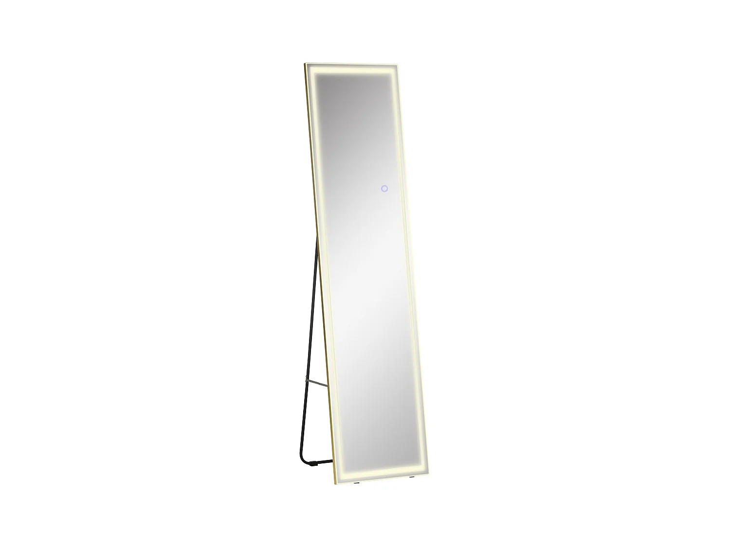 Miroir 2 en 1 mural et sur pied avec LED dimmable, aluminium, argenté (40x37x156.5cm)