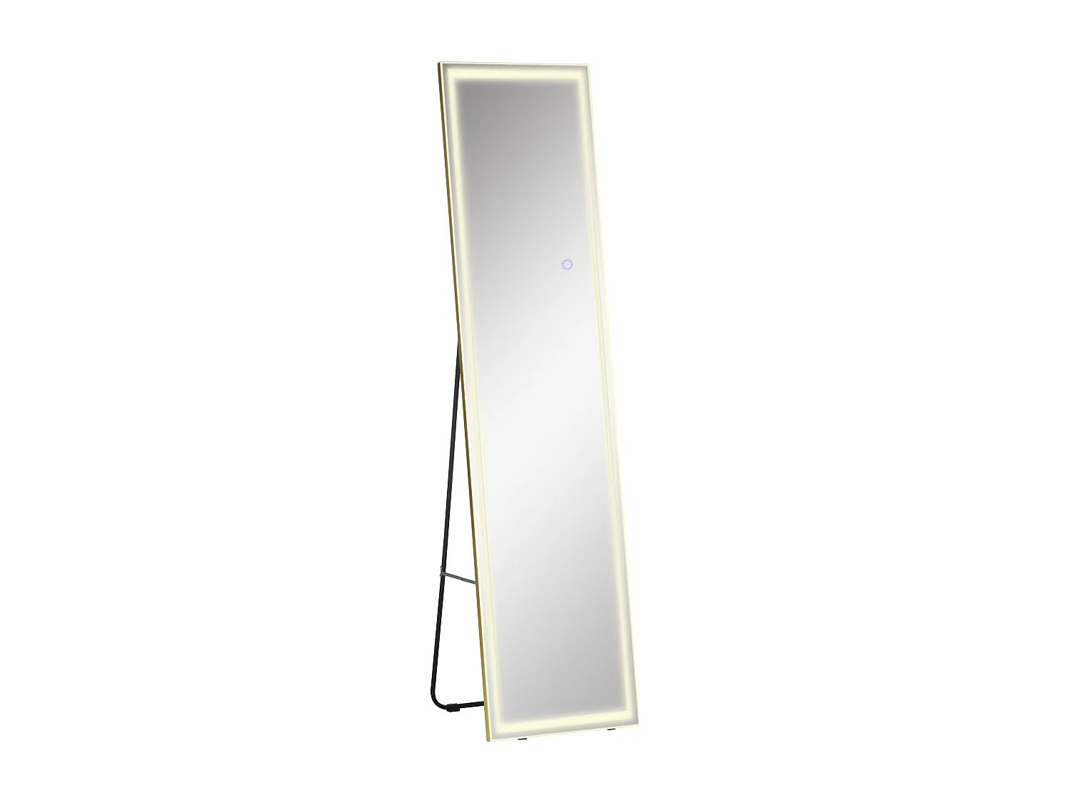 Miroir 2 en 1 mural et sur pied avec LED dimmable, aluminium, argenté (40x37x156.5cm)