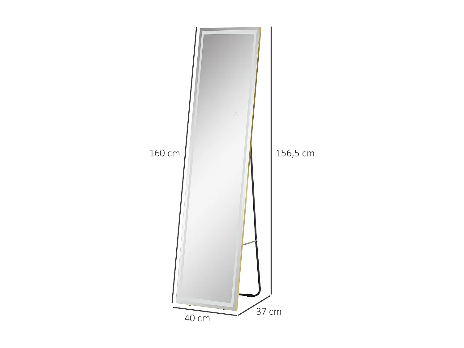 Miroir 2 en 1 mural et sur pied avec LED dimmable, aluminium, argenté (40x37x156.5cm)