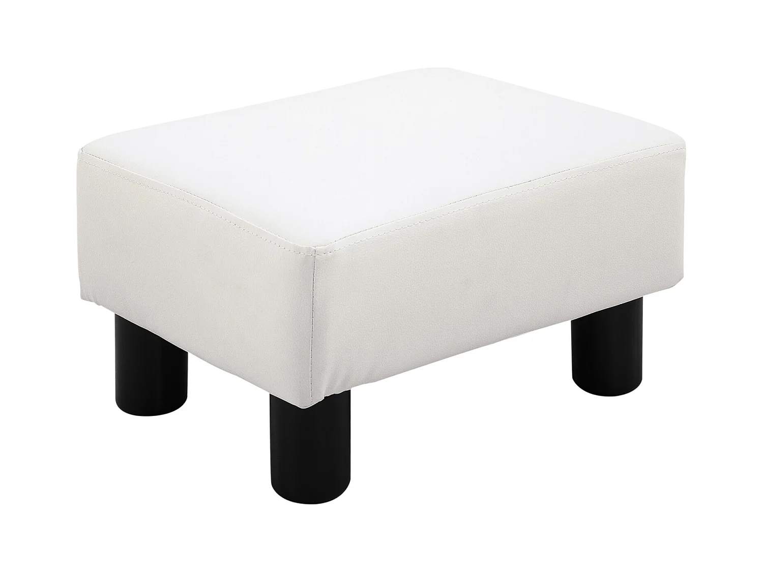 Pouf Chesterfield en similicuir, blanc, avec mousse confortable, 40x30x24 cm