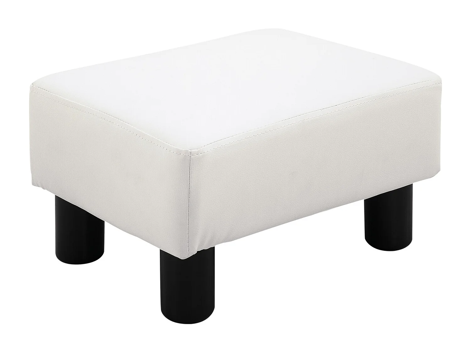 Pouf Chesterfield en similicuir, blanc, avec mousse confortable, 40x30x24 cm