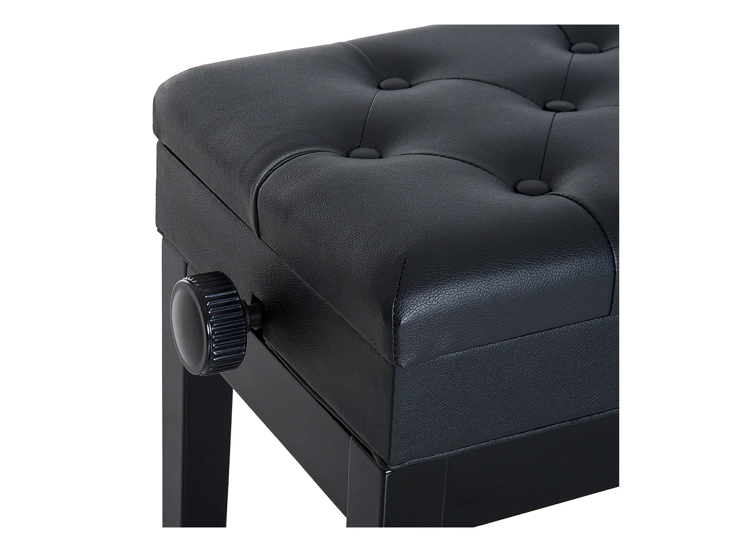 Banc de piano avec rangement, hauteur réglable, simili cuir noir (54.5x33x48-58 cm)