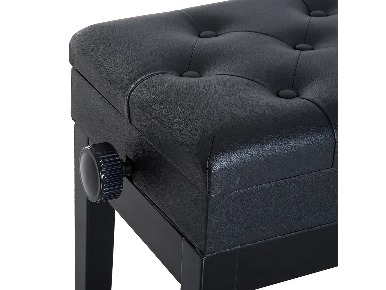 Banc de piano avec rangement, hauteur réglable, simili cuir noir (54.5x33x48-58 cm)