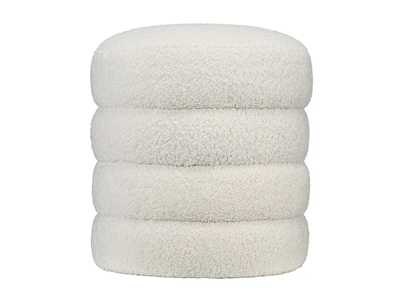 Puf redondo, con cojín, poliéster, color crema, para salón y dormitorio (40x40x45 cm)