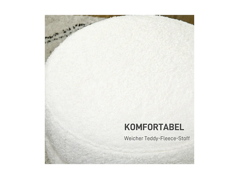 Pouf rond, avec coussin, polyester, crème, pour salon et chambre (40x40x45 cm)