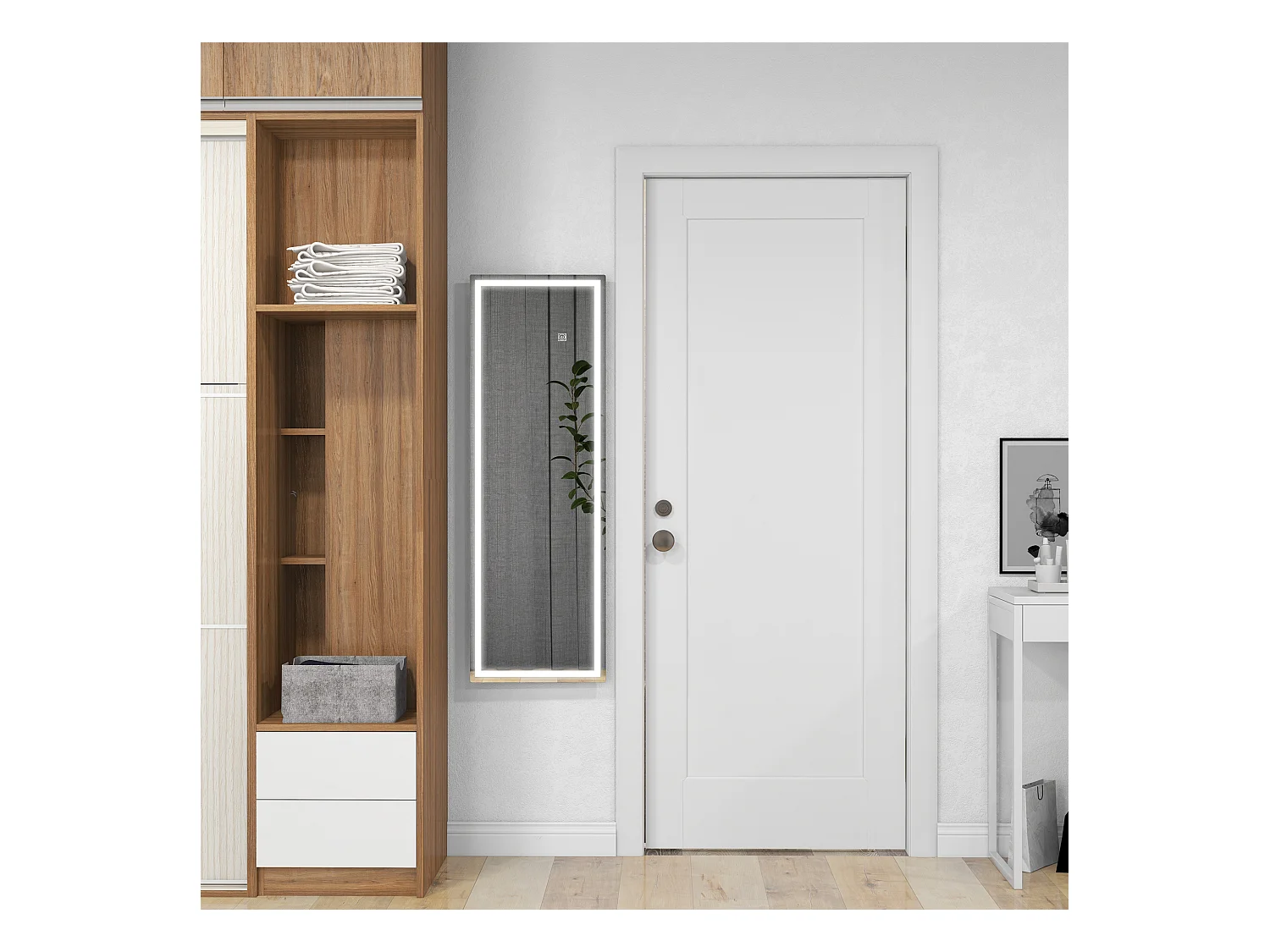 Miroir mural LED pleine longueur, verre trempé, transparent (120x40x2.9cm)