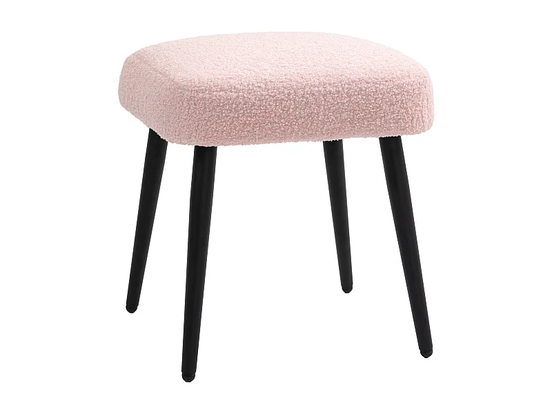 Vierkante poef, kasjmierstof, staal, roze (42x42x47 cm)