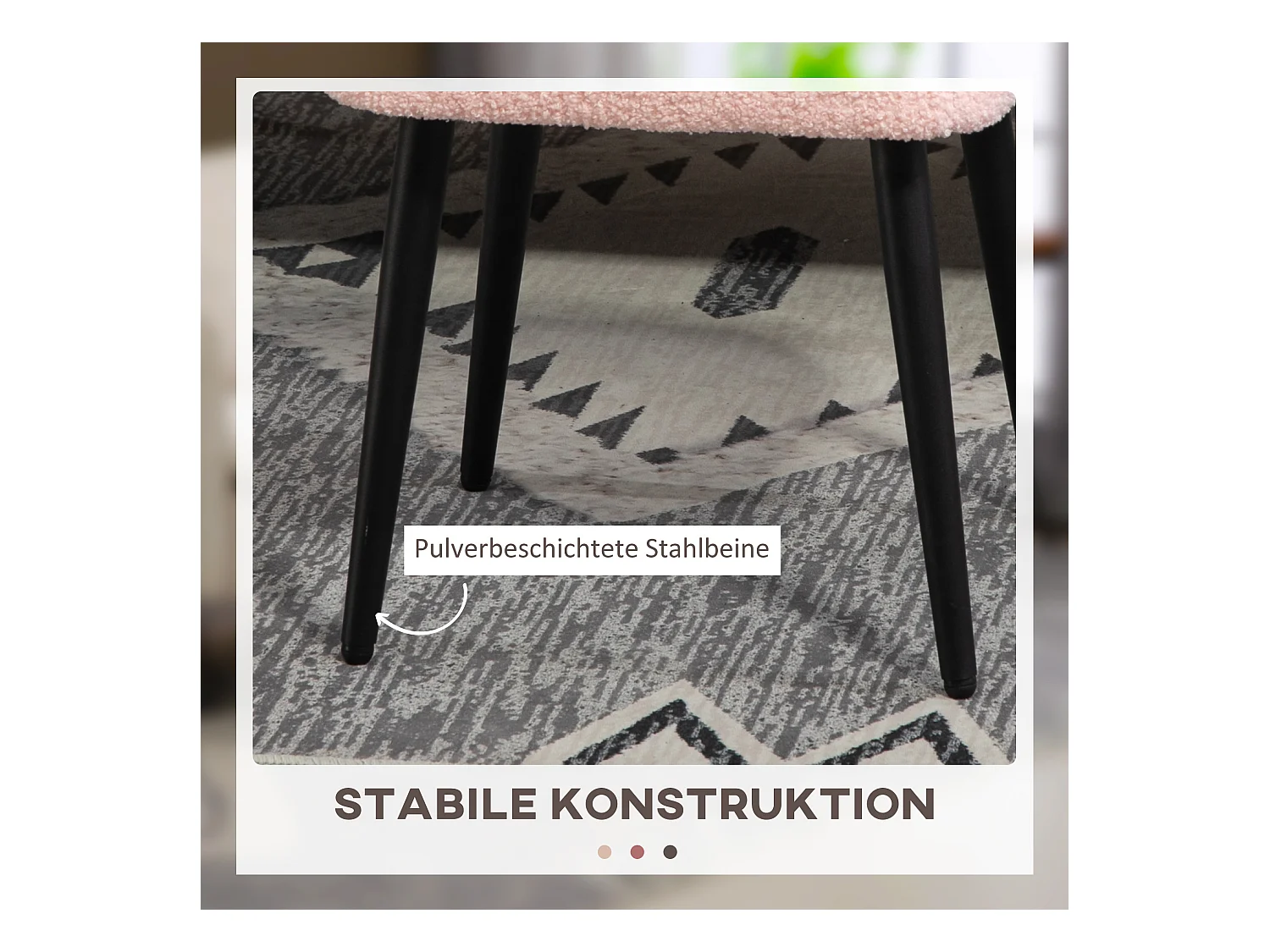 Quadratischer Pouf, Kaschmirstoff, Stahl, rosa (42x42x47 cm)