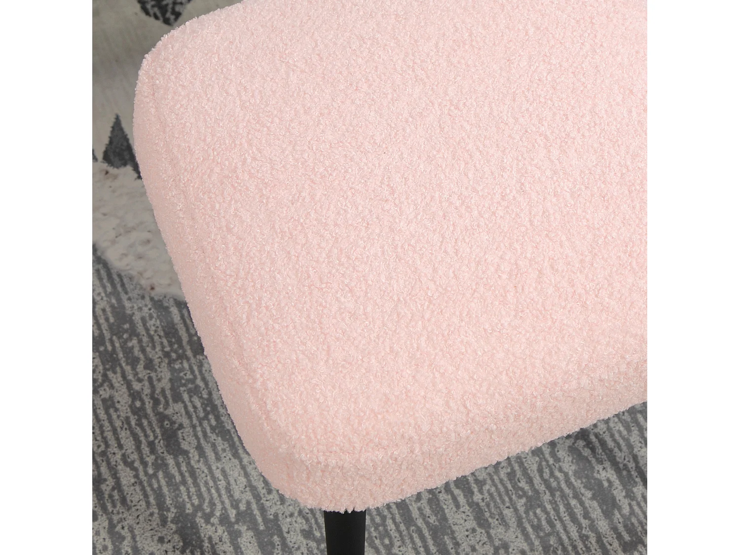 Pouf carré, tissu cachemire, acier, rose (42x42x47 cm)