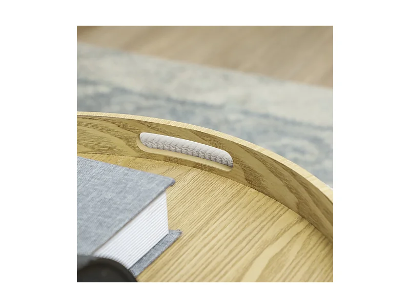 Ronde opbergpoef, 4-in-1 design, crèmekleurig corduroy, met deksel (56x56x42cm)