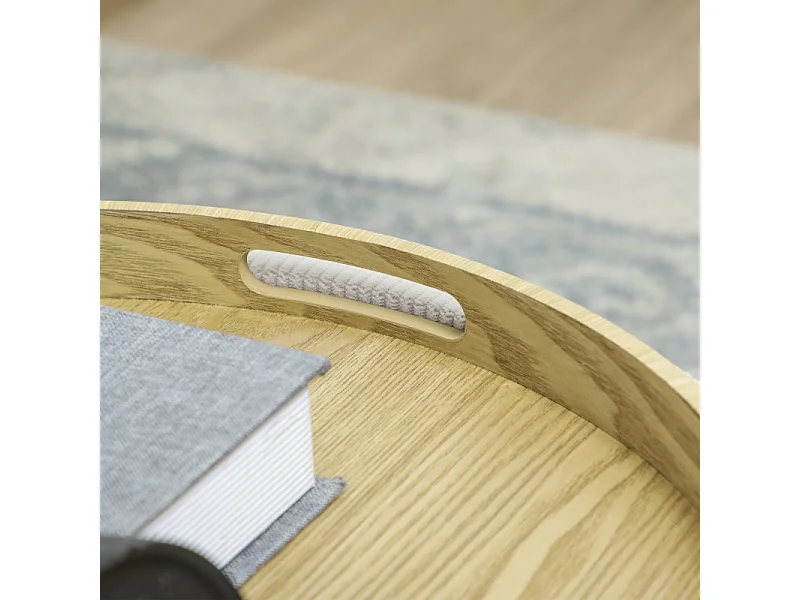 Pouf de rangement rond, design 4-en-1, velours côtelé crème, avec couvercle (56x56x42cm)