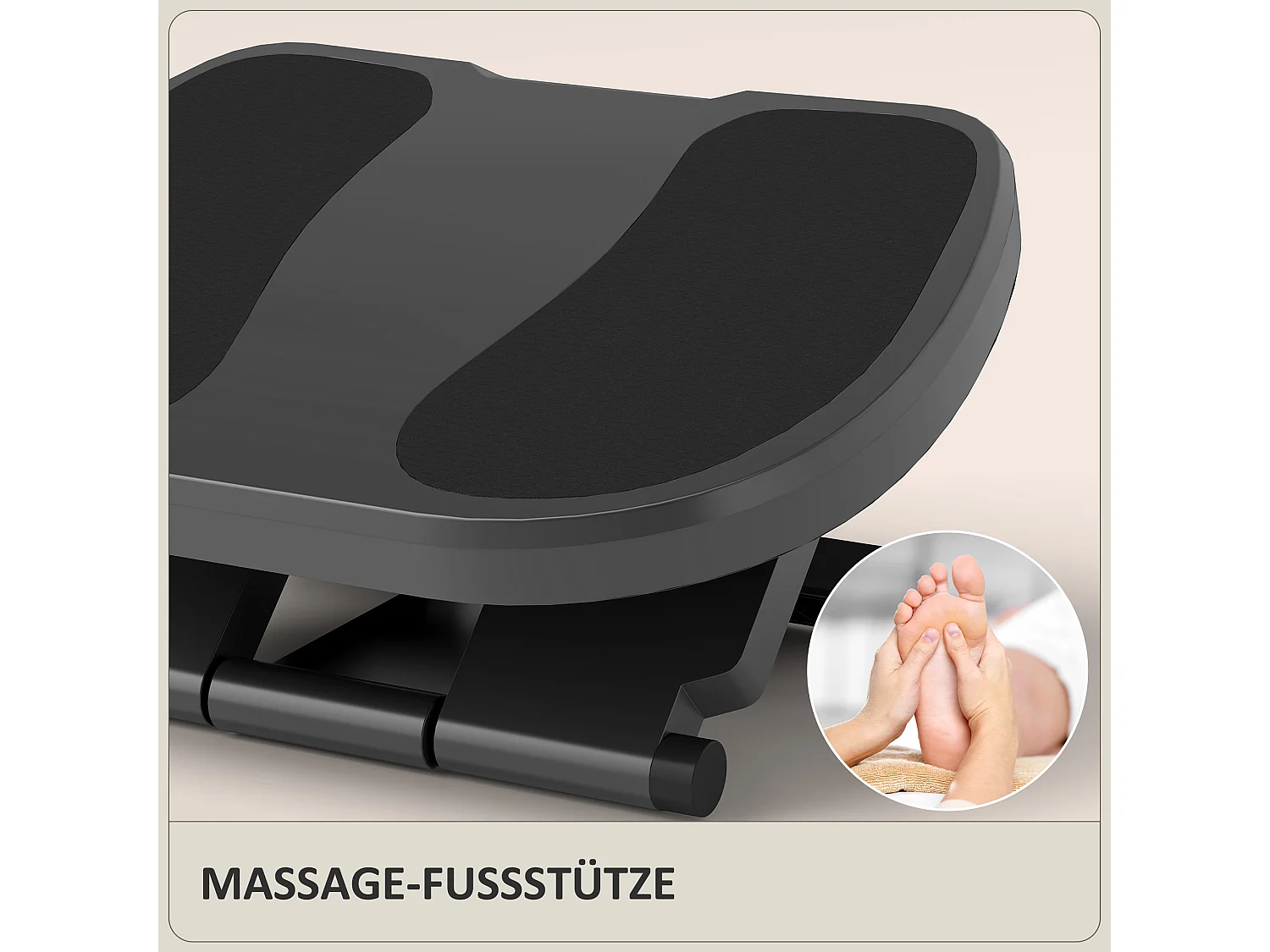 Repose-pieds ergonomique réglable en hauteur, 3 niveaux, en plastique, gris (45x34x16.5 cm)