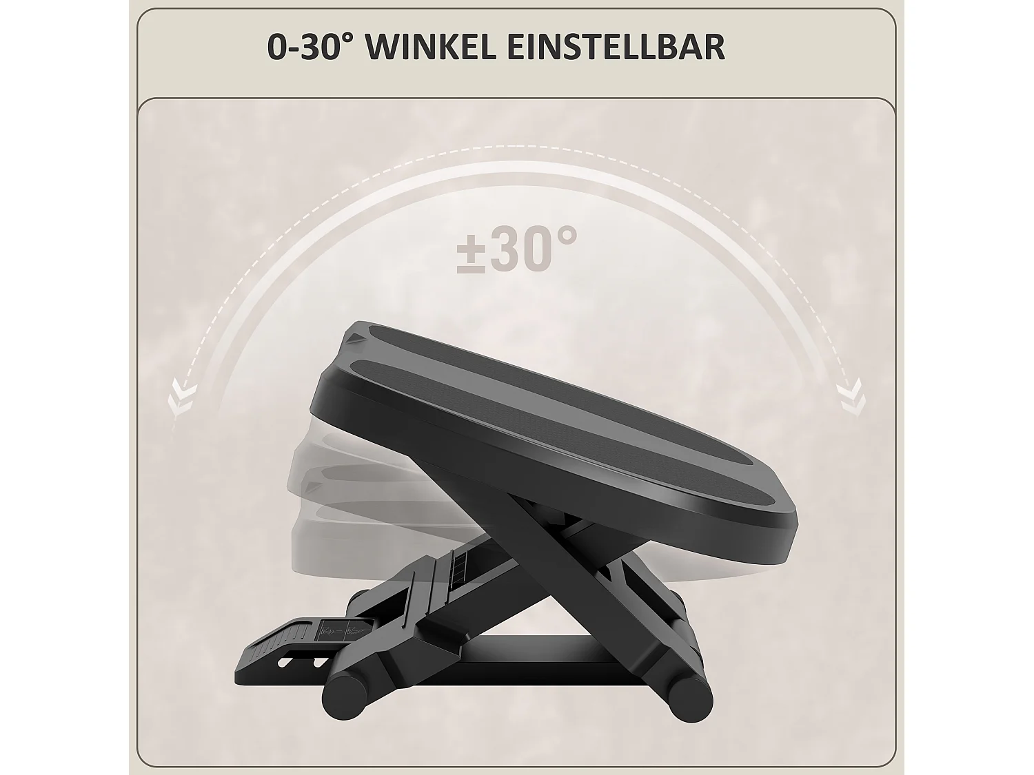 Repose-pieds ergonomique réglable en hauteur, 3 niveaux, en plastique, gris (45x34x16.5 cm)