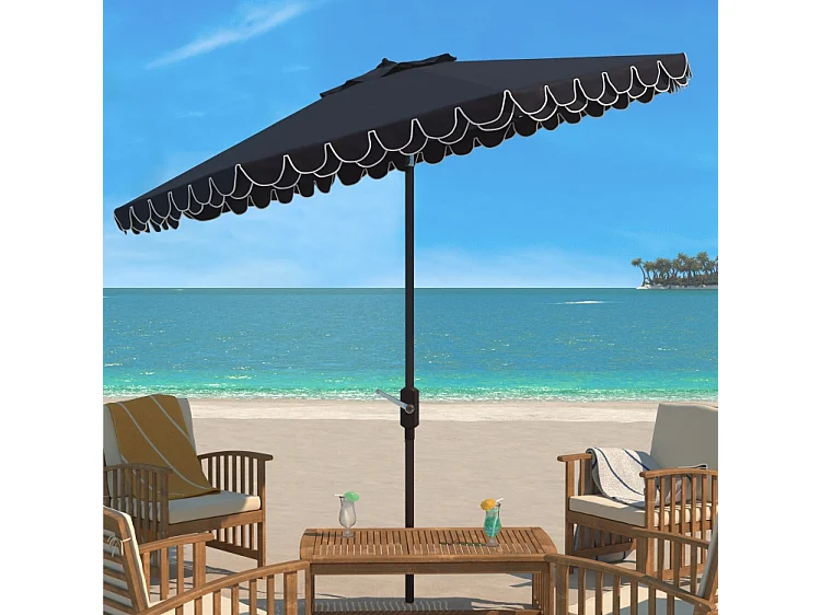 Parasol Marine/Blanc 330 x 330 x 268 cm - Valance
