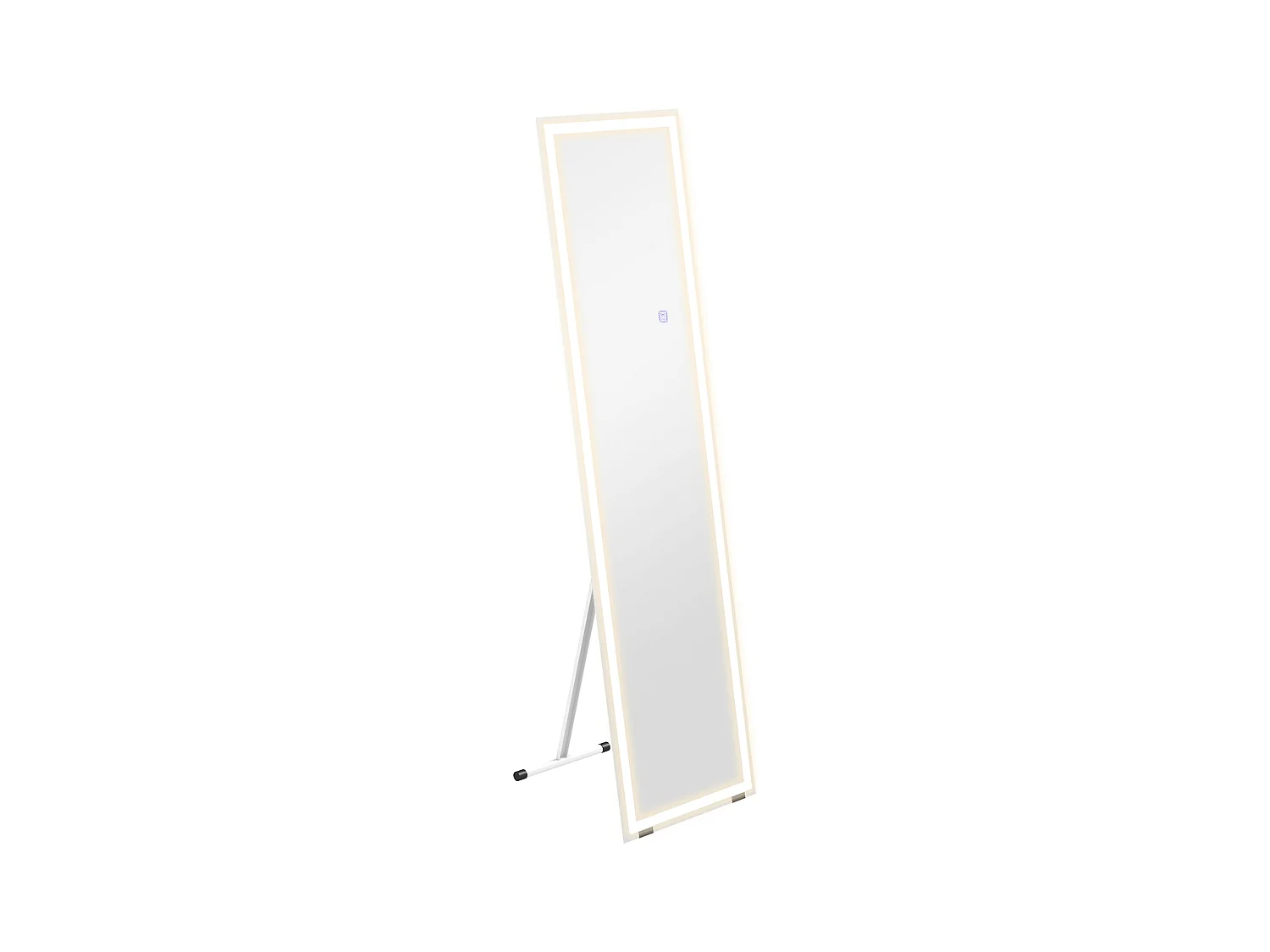 Miroir sur pied et mural avec LED, 3 couleurs lumière, verre, blanc (40x150x2.9cm)