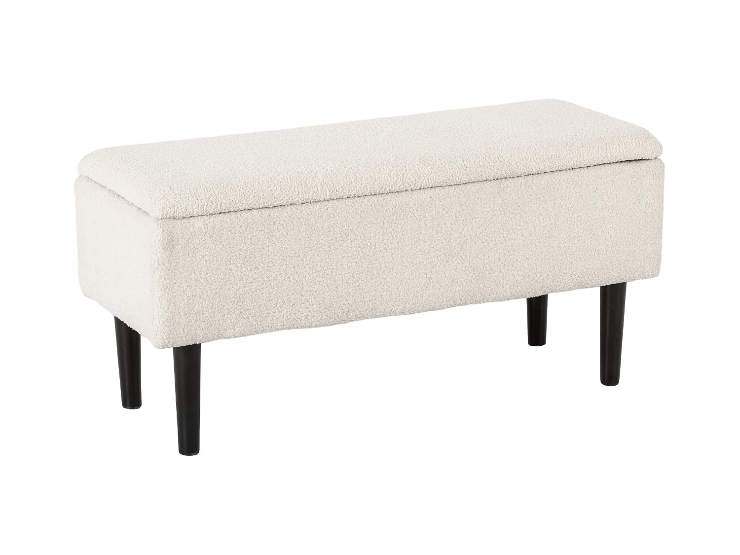 Banc de rangement avec coussin, coffre à ouverture rabattable, velours, beige (95x38x45 cm)