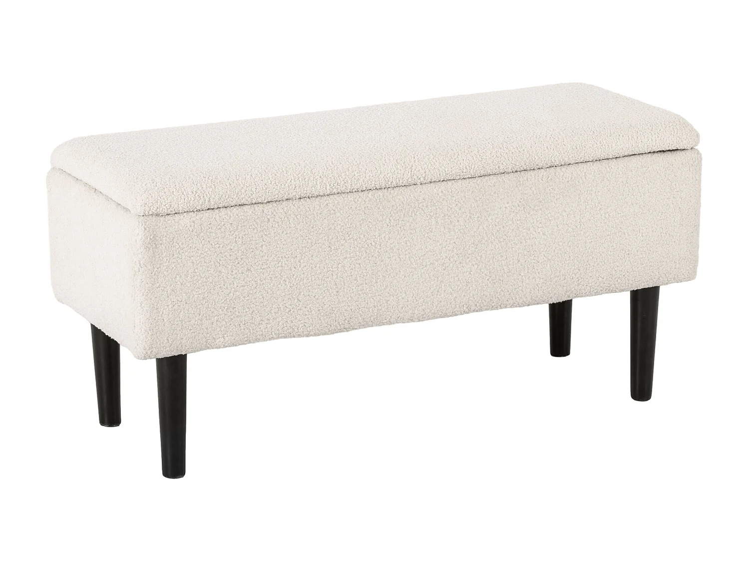 Banc de rangement avec coussin, coffre à ouverture rabattable, velours, beige (95x38x45 cm)