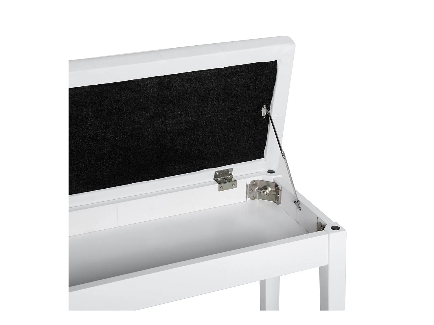 Banquette de piano avec rangement, style campagne, bois de caoutchouc et simili cuir, blanc, (76x36x50 cm)