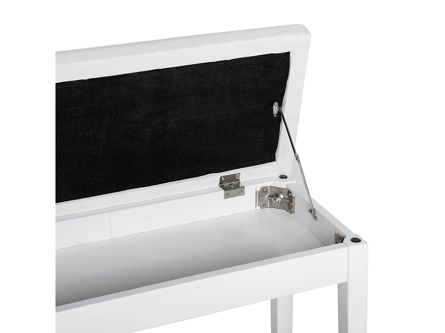 Banquette de piano avec rangement, style campagne, bois de caoutchouc et simili cuir, blanc, (76x36x50 cm)