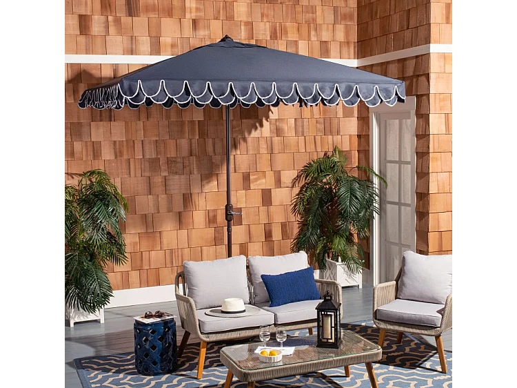 Parasol Marine/Blanc 228.6 x 228.6 x 263 cm - Valance