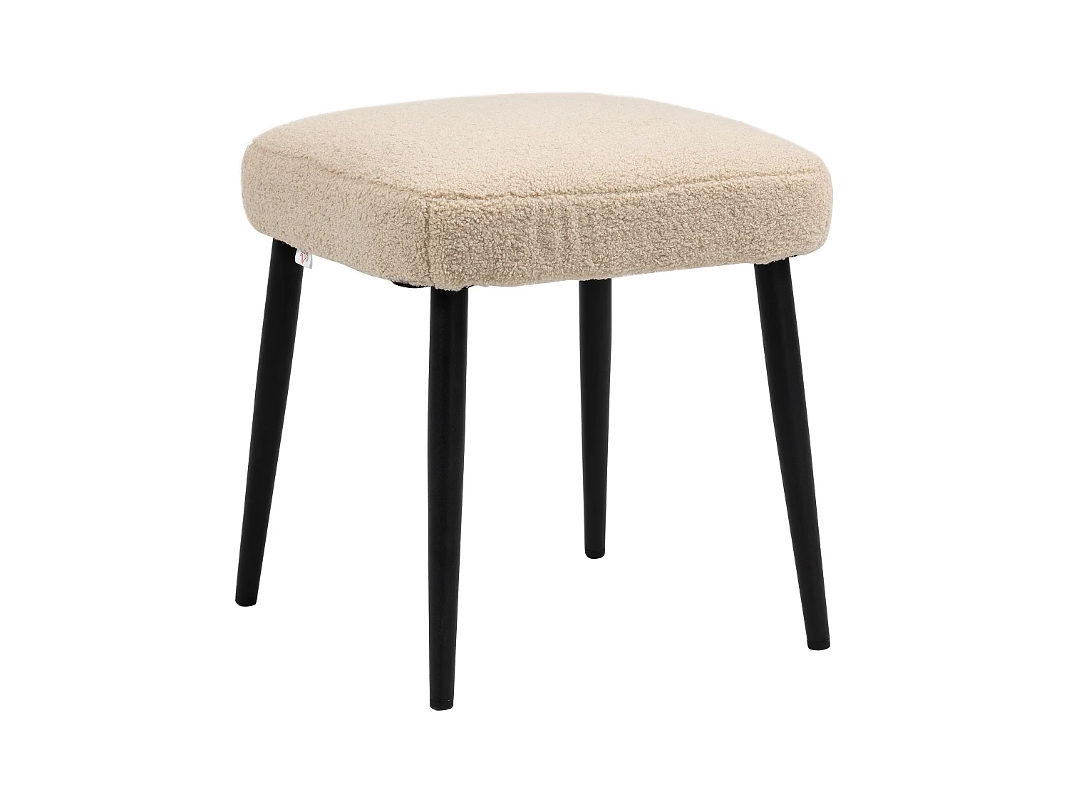 Vierkante poef van kasjmierstof met stalen poten, voor woonkamer en slaapkamer, beige (42x42x47 cm)