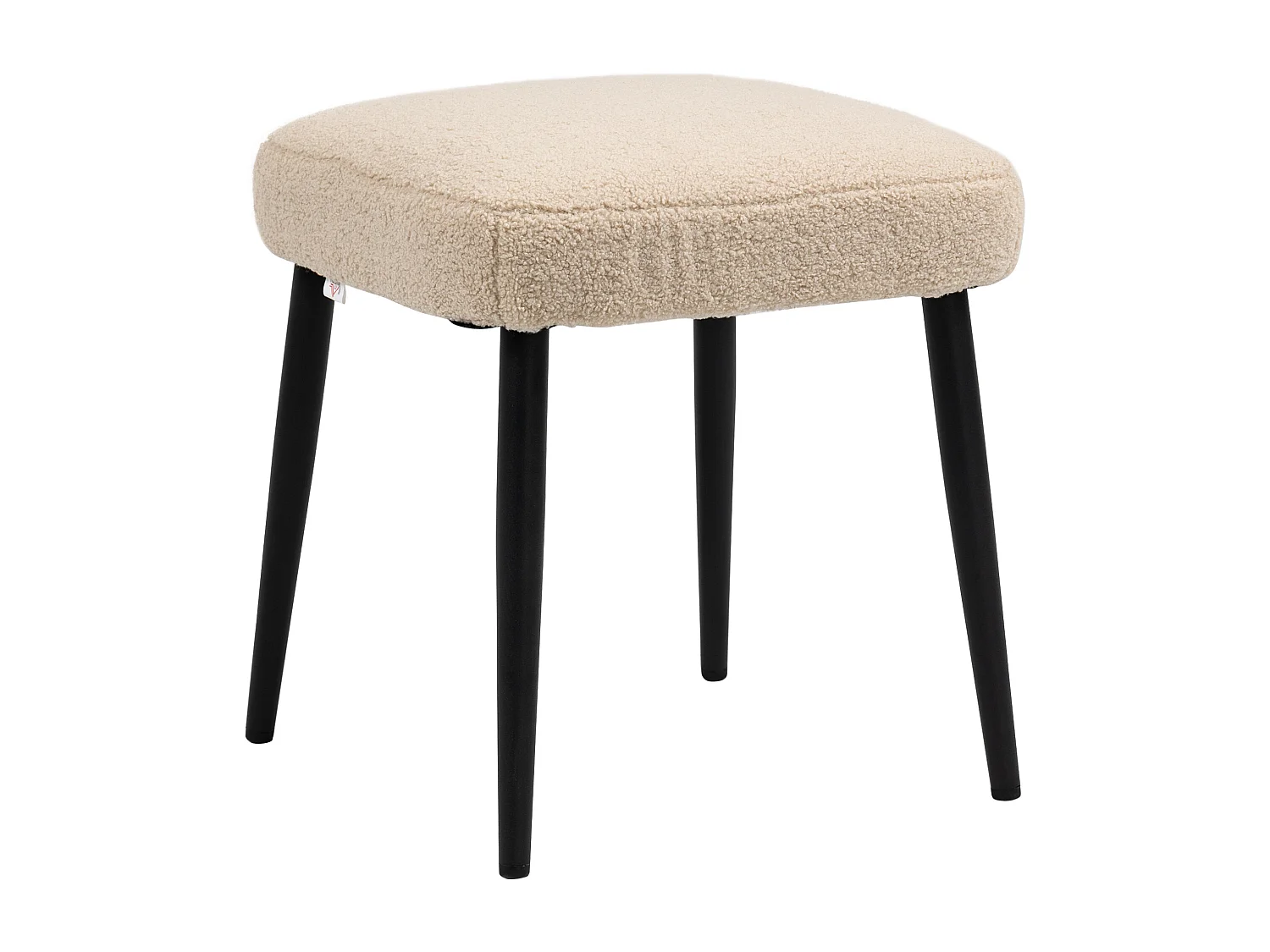 Pouf carré en tissu effet cachemire avec pieds en acier, pour salon et chambre, beige (42x42x47 cm)