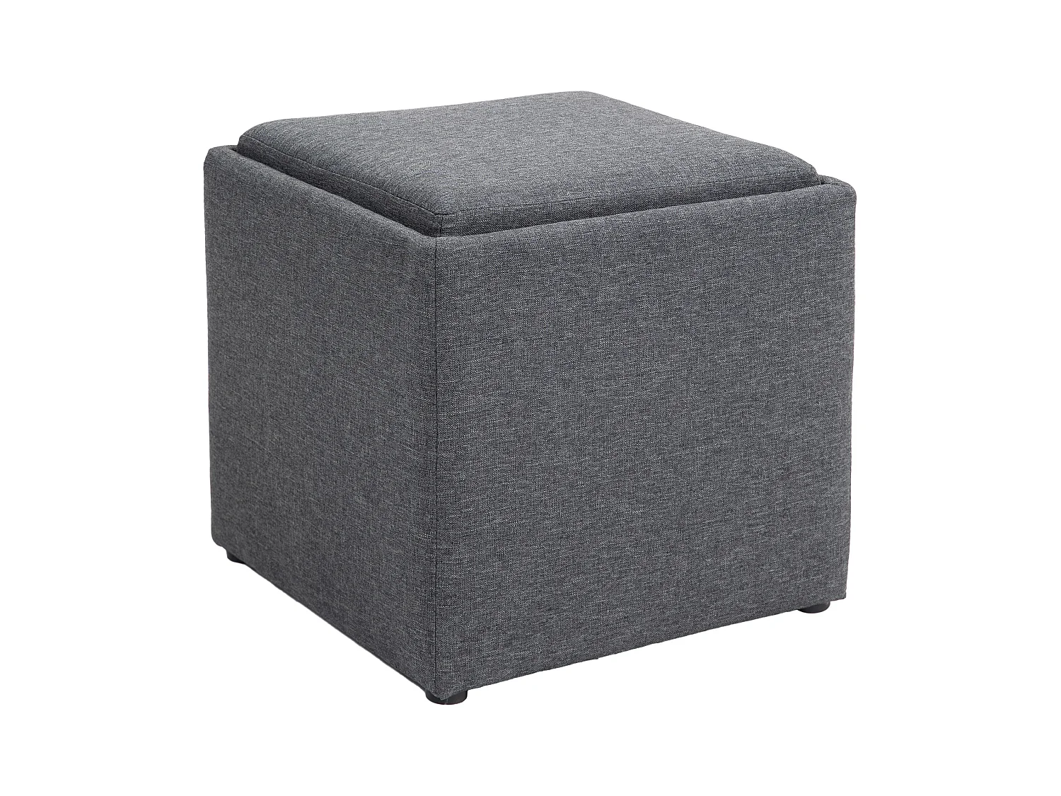 Banc de rangement avec coussin, banc rembourré avec couvercle amovible, tissu lin, gris (42x42x41 cm)