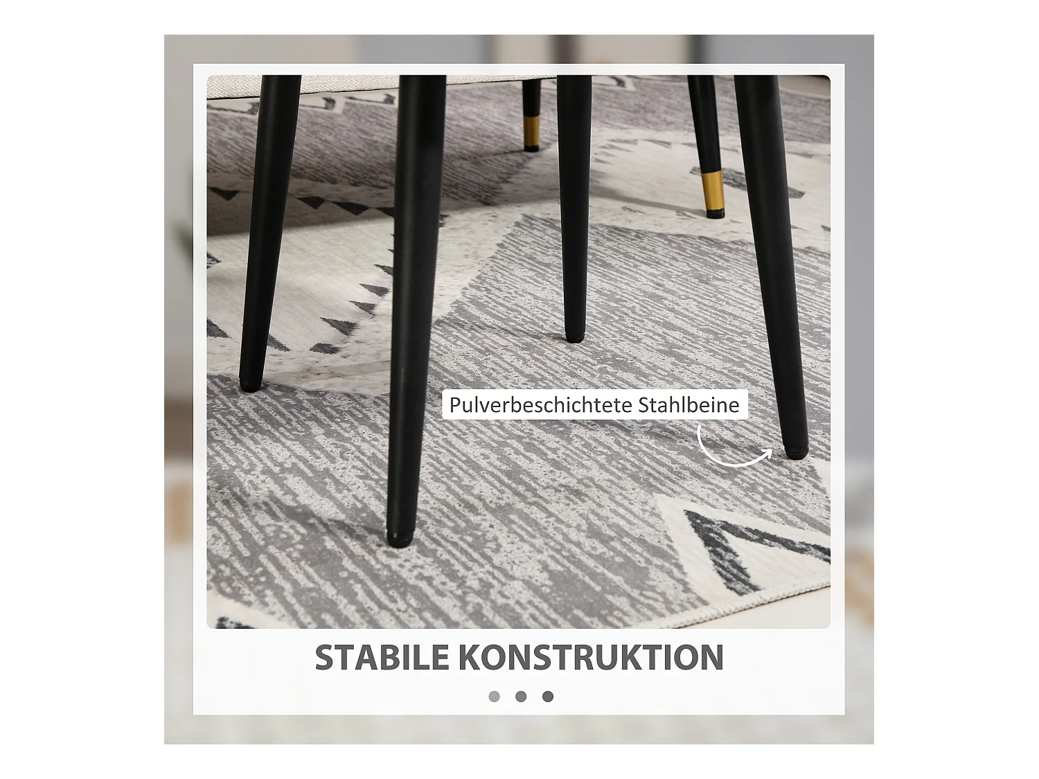 Pouf carré, tissu en cachemire, pieds en métal, gris clair, (42x42x47 cm)