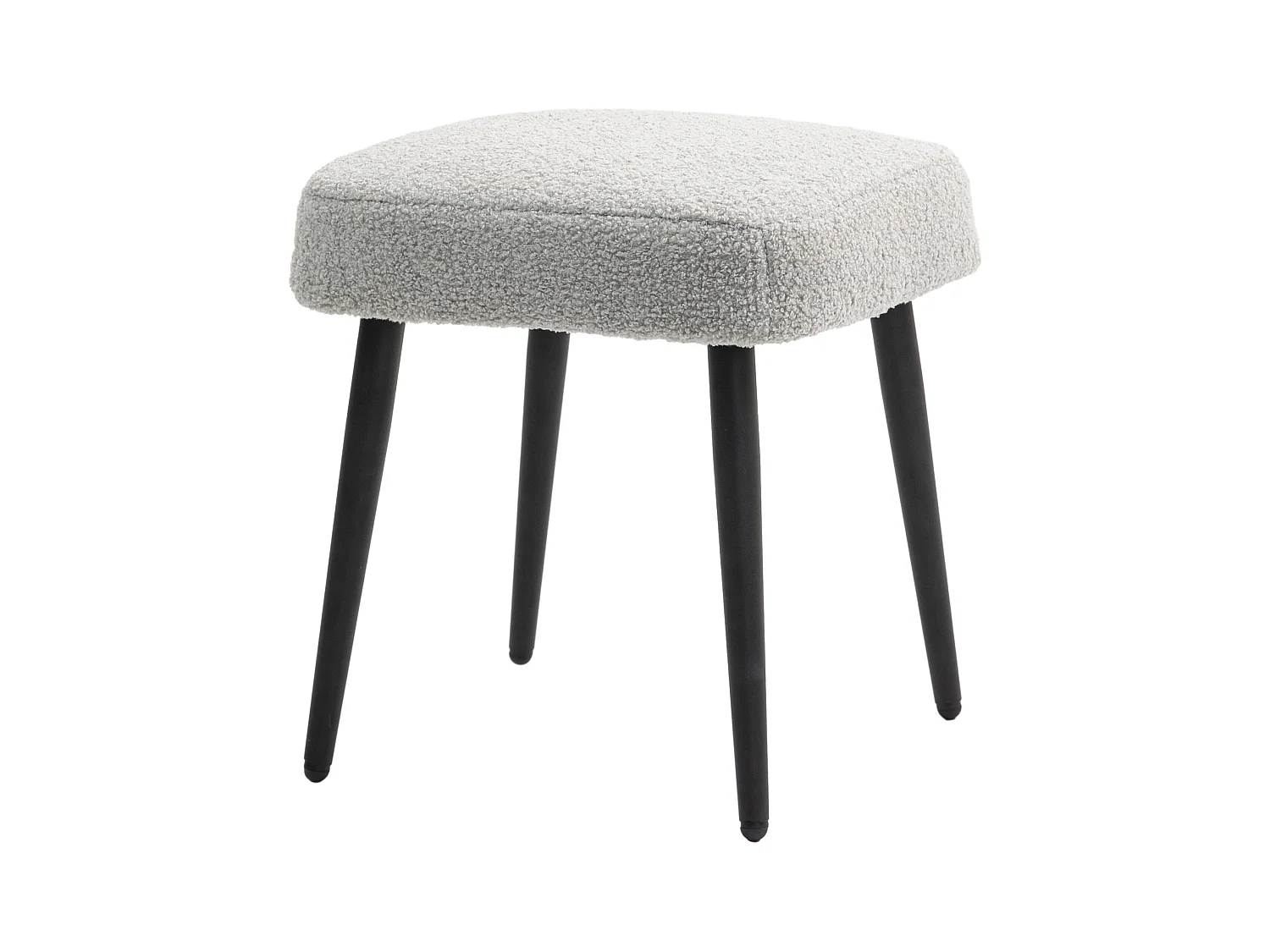 Puf cuadrado, tejido de cachemira, patas de metal, gris claro, (42x42x47 cm)