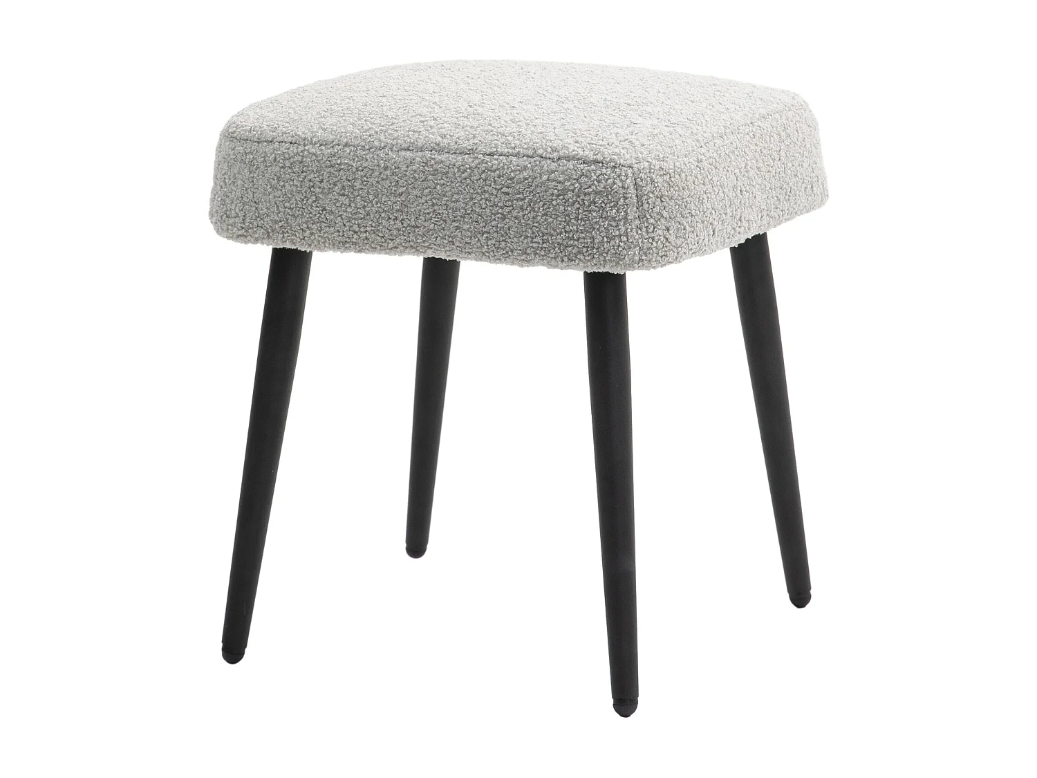 Pouf carré, tissu en cachemire, pieds en métal, gris clair, (42x42x47 cm)