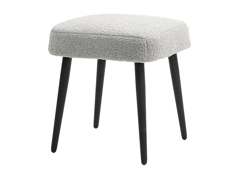 Pouf carré, tissu en cachemire, pieds en métal, gris clair, (42x42x47 cm)