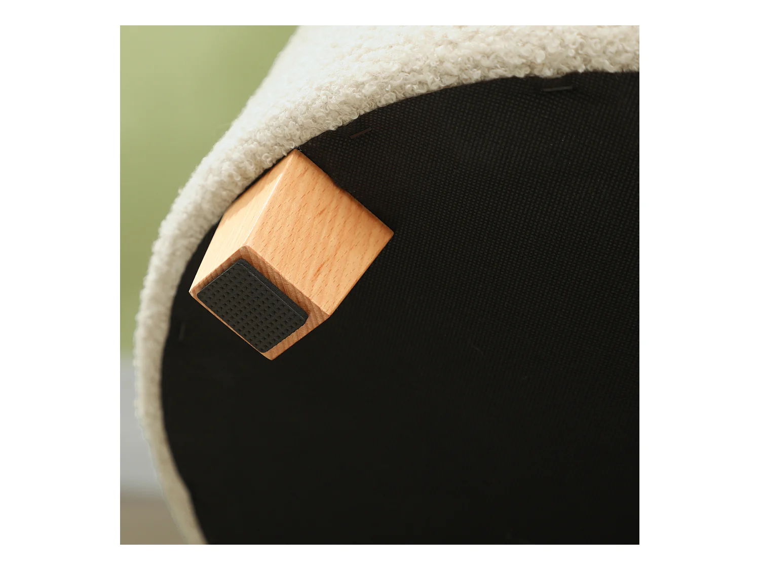 Ronde opbergbank met kussen, polyester, crème (45x45x41cm)