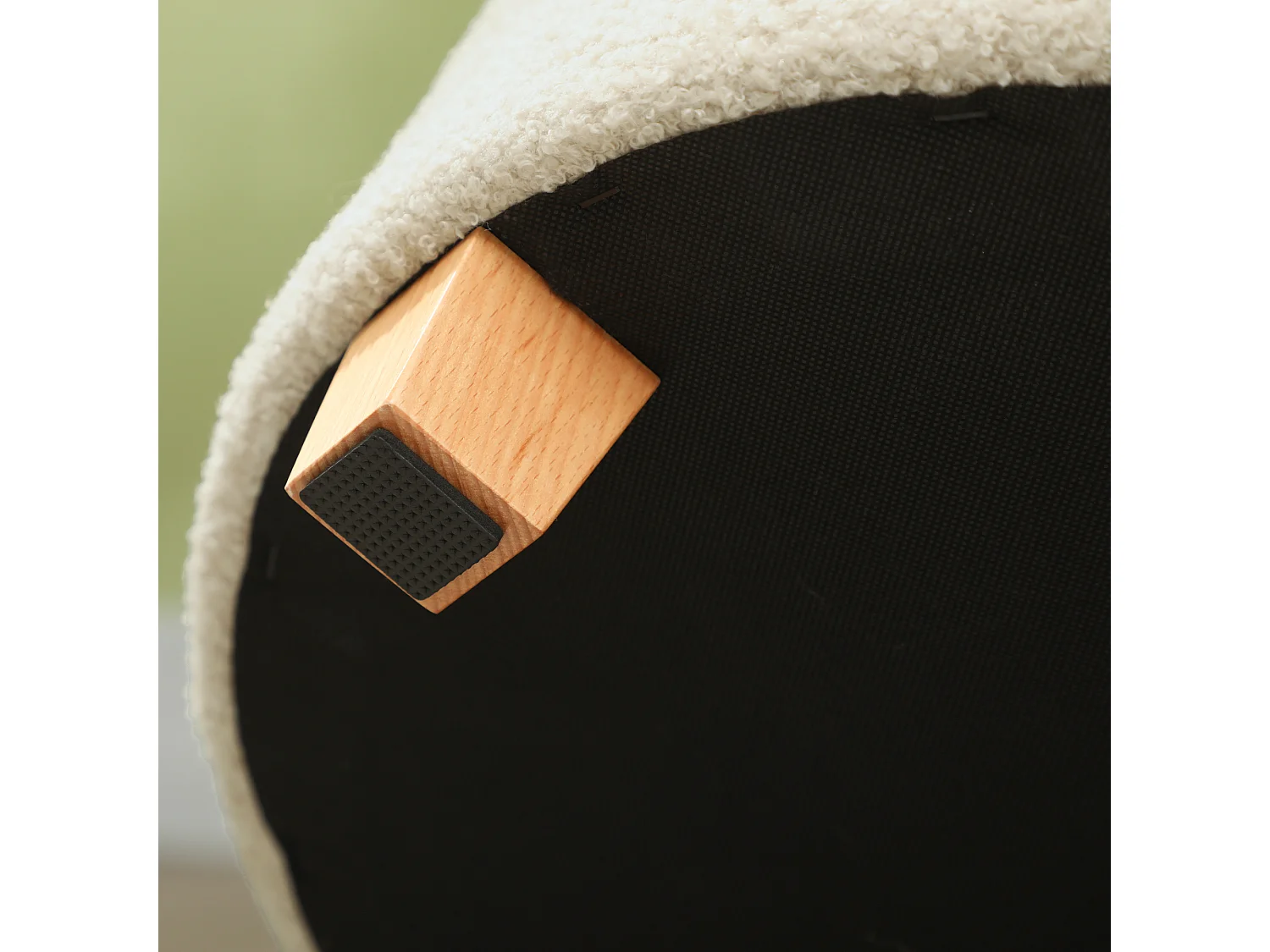 Banc de rangement rond avec coussin, polyester, crème (45x45x41cm)