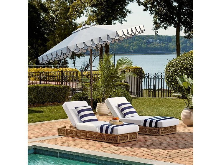Parasol Marine/Blanc 256 x 256 X 251 cm - Valance