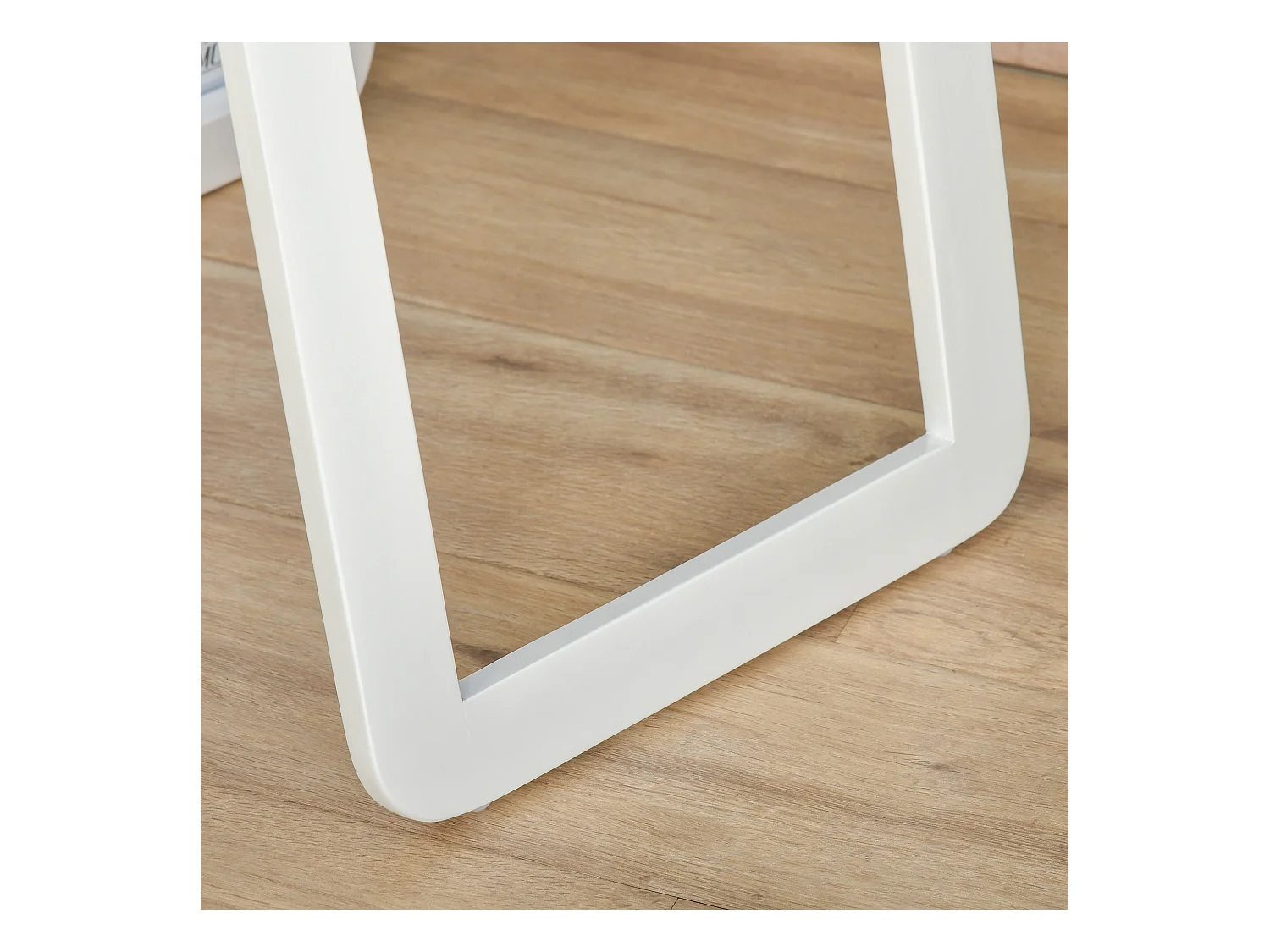 Miroir sur pied avec cadre pliable, miroir de maquillage stable, utilisation murale ou debout, bois, blanc (37x43x156 cm)