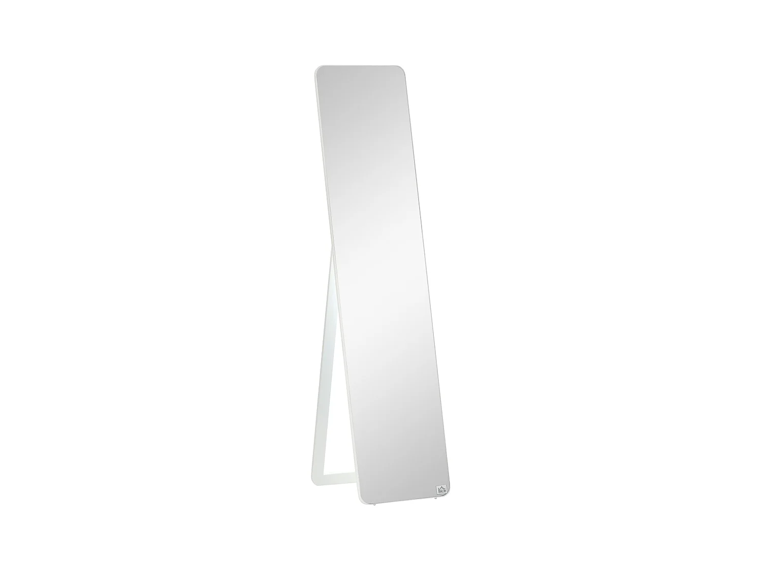Miroir sur pied avec cadre pliable, miroir de maquillage stable, utilisation murale ou debout, bois, blanc (37x43x156 cm)